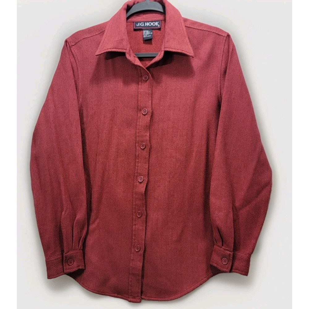 Vintage J.G. Hook Wool Herringbone Shirt Jacket Orange Red Size‎ Small Shacket